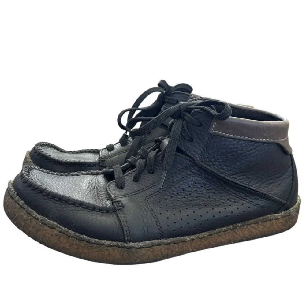 Clarks Original Mocassin Chukka Boot Natural Crepe Sole Sz‎ 9.5 Black Leather
